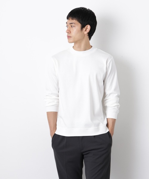 NANO universe（ナノユニバース）の「「FORMAL JERSEY」モックネックカットソー長袖（Tシャツ/カットソー・メンズ・ホワイト/グリーン系その他4/ブラック・M/S/L）」の5枚目の写真