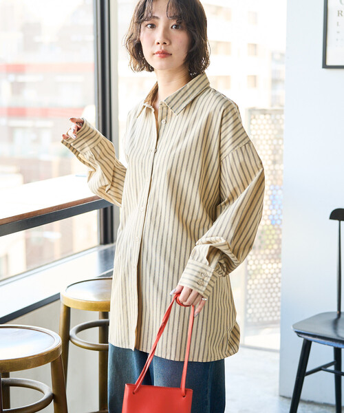FREAK'S STORE（フリークスストア）の「限定展開　ストライプ バック レースアップ シャツ（シャツ/ブラウス・レディース・ブラック/ベージュ/ブラウン・ﾌﾘ-）」の9枚目の写真