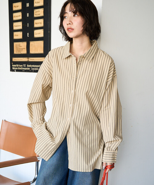 FREAK'S STORE（フリークスストア）の「限定展開　ストライプ バック レースアップ シャツ（シャツ/ブラウス・レディース・ブラック/ベージュ/ブラウン・ﾌﾘ-）」の10枚目の写真