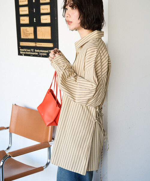 FREAK'S STORE（フリークスストア）の「限定展開　ストライプ バック レースアップ シャツ（シャツ/ブラウス・レディース・ブラック/ベージュ/ブラウン・ﾌﾘ-）」の13枚目の写真