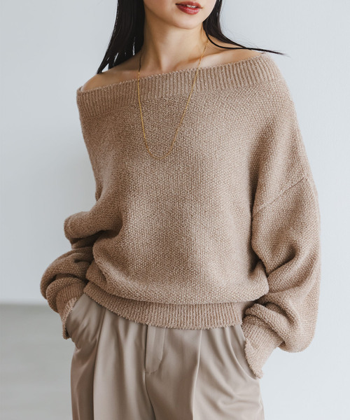 Noble（ノーブル）の「《WEB限定カラー・追加》ドライミックスモールニットプルオーバー（ニット/セーター・レディース・ベージュ/ライトグレー/ホワイト/サックスブルー/ベージュ系その他・FREE）」の3枚目の写真