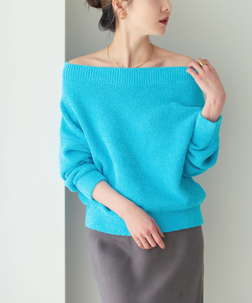 Noble（ノーブル）の「《WEB限定カラー・追加》ドライミックスモールニットプルオーバー（ニット/セーター・レディース・ベージュ/ライトグレー/ホワイト/サックスブルー/ベージュ系その他・FREE）」の5枚目の写真