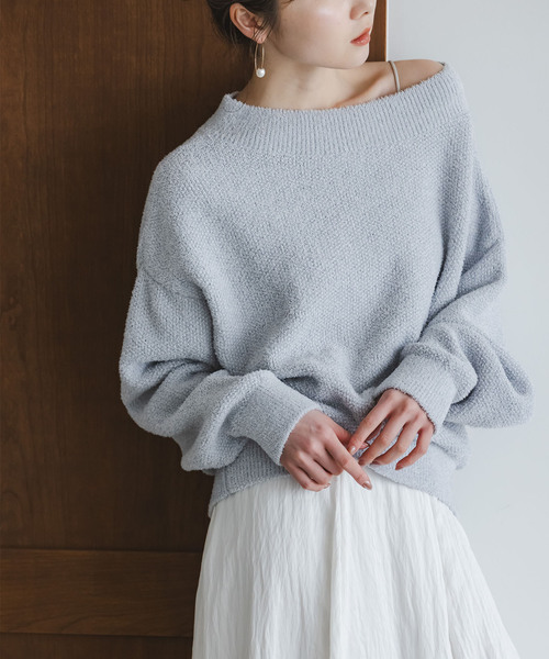 Noble（ノーブル）の「《WEB限定カラー・追加》ドライミックスモールニットプルオーバー（ニット/セーター・レディース・ベージュ/ライトグレー/ホワイト/サックスブルー/ベージュ系その他・FREE）」の6枚目の写真