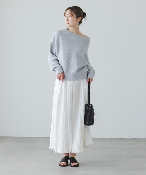 Noble（ノーブル）の「《WEB限定カラー・追加》ドライミックスモールニットプルオーバー（ニット/セーター・レディース・ベージュ/ライトグレー/ホワイト/サックスブルー/ベージュ系その他・FREE）」の8枚目の写真