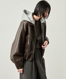 Alfred Alex（アルフレッドアレックス）の「【Alfred Alex】2WAY フードレイヤード ダブルジップ ショートブルゾン（ブルゾン）」