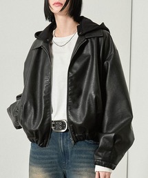 Alfred Alex（アルフレッドアレックス）の「【Alfred Alex】2WAY フードレイヤード ダブルジップ ショートブルゾン（ブルゾン）」