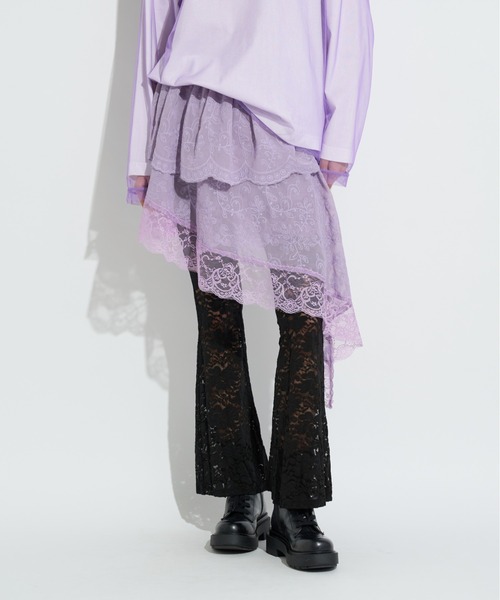 ANNA SUI NYC（アナ スイ エヌ ワイ シー）の「アシメレーススカート（スカート・レディース・ホワイト/ラベンダー/ブラック・FREE）」の3枚目の写真