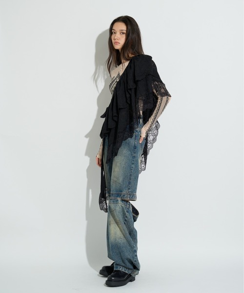 ANNA SUI NYC（アナ スイ エヌ ワイ シー）の「アシメレーススカート（スカート・レディース・ホワイト/ラベンダー/ブラック・FREE）」の20枚目の写真