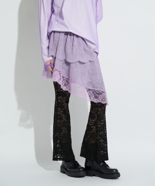 ANNA SUI NYC（アナ スイ エヌ ワイ シー）の「アシメレーススカート（スカート・レディース・ホワイト/ラベンダー/ブラック・FREE）」の10枚目の写真