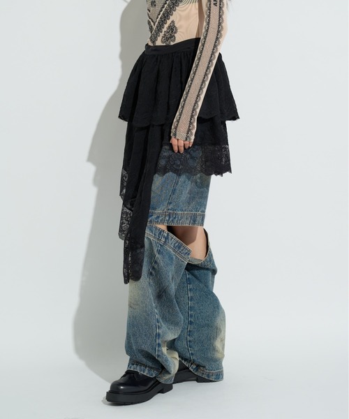 ANNA SUI NYC（アナ スイ エヌ ワイ シー）の「アシメレーススカート（スカート・レディース・ホワイト/ラベンダー/ブラック・FREE）」の7枚目の写真