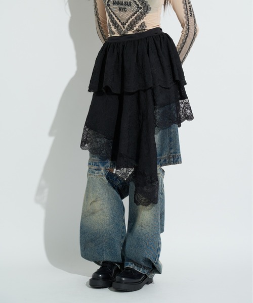 ANNA SUI NYC（アナ スイ エヌ ワイ シー）の「アシメレーススカート（スカート・レディース・ホワイト/ラベンダー/ブラック・FREE）」の8枚目の写真