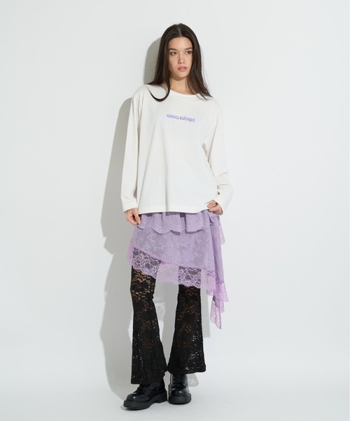 ANNA SUI NYC（アナ スイ エヌ ワイ シー）の「アシメレーススカート（スカート・レディース・ホワイト/ラベンダー/ブラック・FREE）」の22枚目の写真