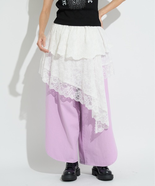 ANNA SUI NYC（アナ スイ エヌ ワイ シー）の「アシメレーススカート（スカート・レディース・ホワイト/ラベンダー/ブラック・FREE）」の4枚目の写真