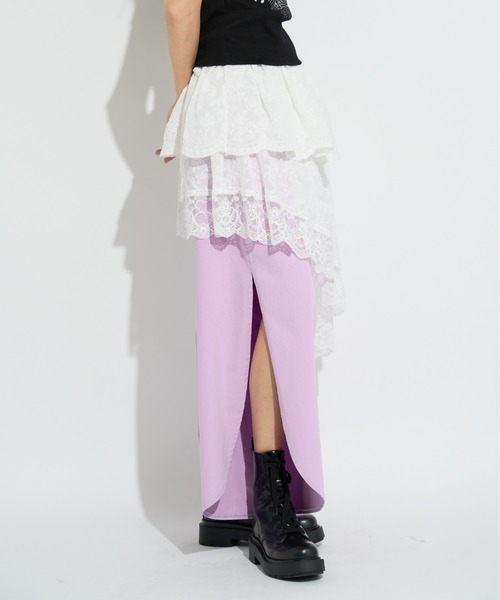 ANNA SUI NYC（アナ スイ エヌ ワイ シー）の「アシメレーススカート（スカート・レディース・ホワイト/ラベンダー/ブラック・FREE）」の6枚目の写真