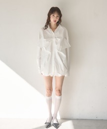 Nadana（ナダナ）の「リボンデザインビッグシャツ（シャツ/ブラウス）」