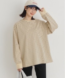 Right-on | 【HONEYSUCKLE ROSE】マルチボーダーロングTシャツ (トレンドデザイン / リラックスフィット / 通気性抜群 / カジュアルシック)(その他トップス)