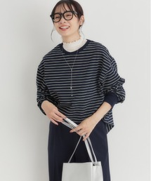 Right-on | 【HONEYSUCKLE ROSE】マルチボーダーロングTシャツ (トレンドデザイン / リラックスフィット / 通気性抜群 / カジュアルシック)(その他トップス)