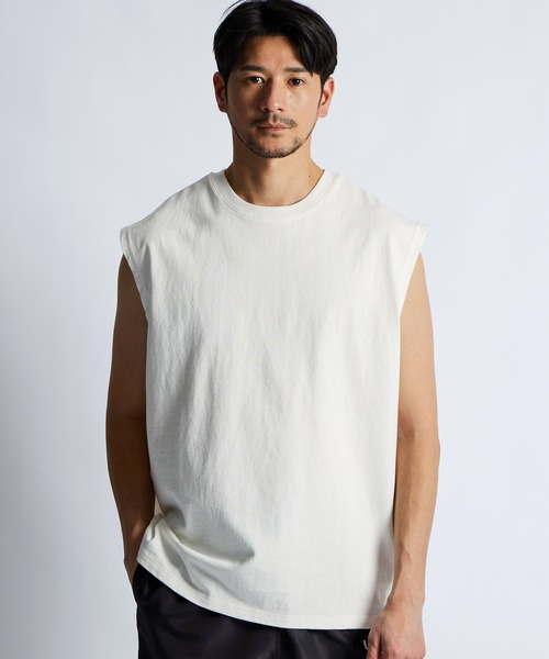 LANVIN en Bleu(ランバンオンブルー)の「8オンス ノースリーブ Tシャツ(Tシャツ/カットソー・メンズ・オフホワイト/ブルーグレー/ブラック/ネイビー・52/50/48/46)」の9枚目の写真