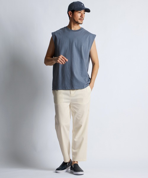 LANVIN en Bleu(ランバンオンブルー)の「8オンス ノースリーブ Tシャツ(Tシャツ/カットソー・メンズ・オフホワイト/ブルーグレー/ブラック/ネイビー・52/50/48/46)」の12枚目の写真