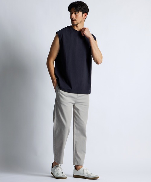 LANVIN en Bleu(ランバンオンブルー)の「8オンス ノースリーブ Tシャツ(Tシャツ/カットソー・メンズ・オフホワイト/ブルーグレー/ブラック/ネイビー・52/50/48/46)」の8枚目の写真