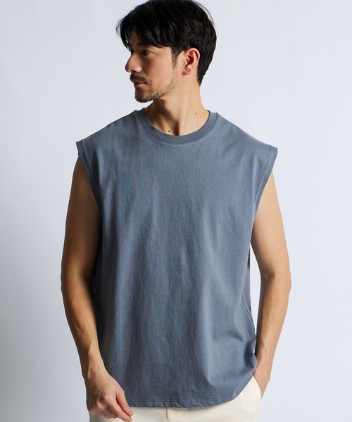 LANVIN en Bleu(ランバンオンブルー)の「8オンス ノースリーブ Tシャツ(Tシャツ/カットソー・メンズ・オフホワイト/ブルーグレー/ブラック/ネイビー・52/50/48/46)」の5枚目の写真