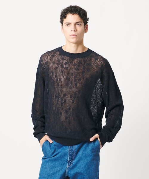 LOEFF(ロエフ)の「<LOEFF>ピンポンツリースポンジ メッシュ プルオーバー UNISEX(ニット/セーター・レディース・モカ/ネイビー・0/1/2)」の4枚目の写真