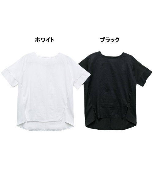aity(アイティ)の「M-5L 異素材切り替え サイドスリットTシャツ 夏服(Tシャツ/カットソー・レディース・ブラック/オフホワイト・4L~5L/LL~3L/M~L)」の8枚目の写真