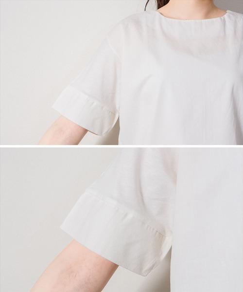 aity(アイティ)の「M-5L 異素材切り替え サイドスリットTシャツ 夏服(Tシャツ/カットソー・レディース・ブラック/オフホワイト・4L~5L/LL~3L/M~L)」の3枚目の写真