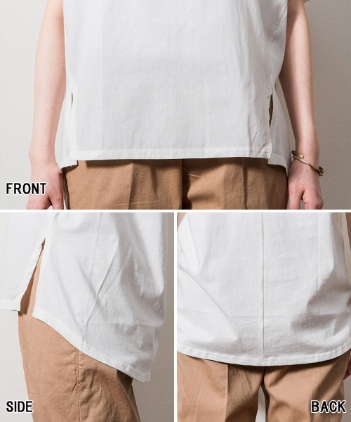 aity(アイティ)の「M-5L 異素材切り替え サイドスリットTシャツ 夏服(Tシャツ/カットソー・レディース・ブラック/オフホワイト・4L~5L/LL~3L/M~L)」の4枚目の写真