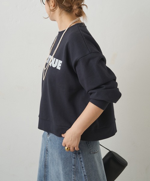 PUAL CE CIN（ピュアルセシン）の「レイヤード風スウェット（Tシャツ/カットソー・レディース・ネイビー/オートミール・FREE）」の5枚目の写真