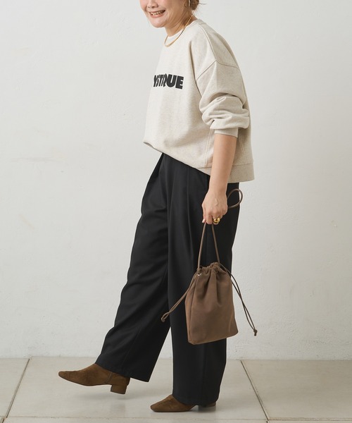 PUAL CE CIN（ピュアルセシン）の「レイヤード風スウェット（Tシャツ/カットソー・レディース・ネイビー/オートミール・FREE）」の21枚目の写真