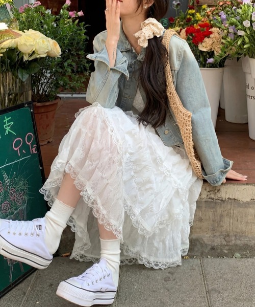 yuue' ( wear )(ユーイ)の「レースティアードロングキャミワンピース(ワンピース・レディース・ブラック/ホワイト・FREE)」の17枚目の写真