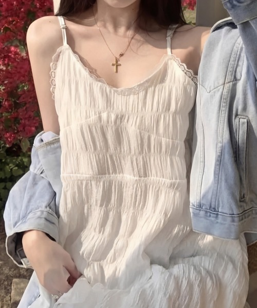 yuue' ( wear )(ユーイ)の「レースティアードロングキャミワンピース(ワンピース・レディース・ブラック/ホワイト・FREE)」の20枚目の写真