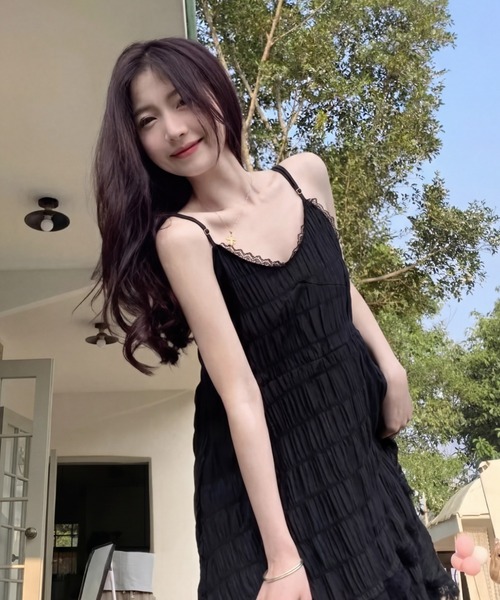 yuue' ( wear )(ユーイ)の「レースティアードロングキャミワンピース(ワンピース・レディース・ブラック/ホワイト・FREE)」の22枚目の写真