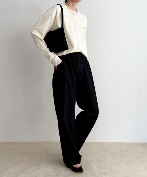 fredy emue（フレディエミュ）の「【GEVACO/ゲバコ】別注コットンラウンドネックカーデ（カーディガン/ボレロ・レディース・オフホワイト/ライム/レッド/ブラック・38）」の5枚目の写真