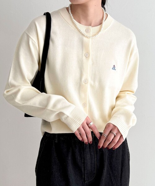 fredy emue（フレディエミュ）の「【GEVACO/ゲバコ】別注コットンラウンドネックカーデ（カーディガン/ボレロ・レディース・オフホワイト/ライム/レッド/ブラック・38）」の8枚目の写真