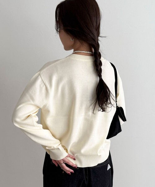 fredy emue（フレディエミュ）の「【GEVACO/ゲバコ】別注コットンラウンドネックカーデ（カーディガン/ボレロ・レディース・オフホワイト/ライム/レッド/ブラック・38）」の11枚目の写真