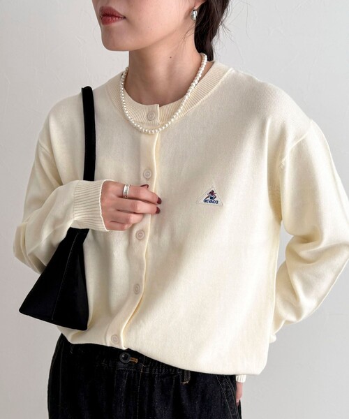 fredy emue（フレディエミュ）の「【GEVACO/ゲバコ】別注コットンラウンドネックカーデ（カーディガン/ボレロ・レディース・オフホワイト/ライム/レッド/ブラック・38）」の12枚目の写真