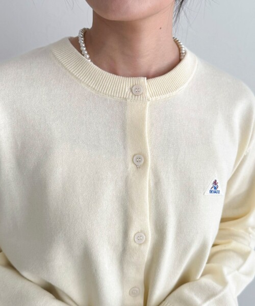 fredy emue（フレディエミュ）の「【GEVACO/ゲバコ】別注コットンラウンドネックカーデ（カーディガン/ボレロ・レディース・オフホワイト/ライム/レッド/ブラック・38）」の16枚目の写真