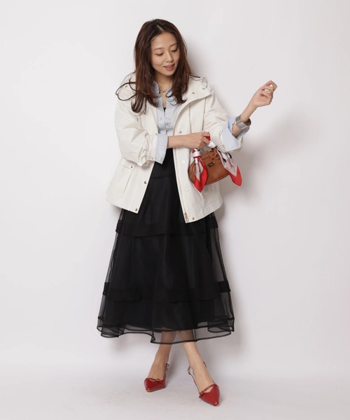 JUSGLITTY（ジャスグリッティー）の「シアーラインスカート（スカート・レディース・オフホワイト/ブラック・2/1/0）」の8枚目の写真