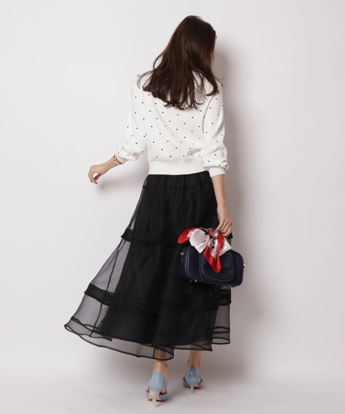 JUSGLITTY（ジャスグリッティー）の「シアーラインスカート（スカート・レディース・オフホワイト/ブラック・2/1/0）」の10枚目の写真