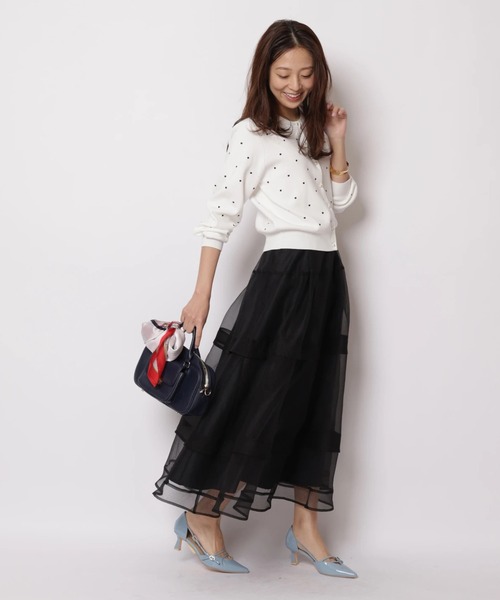 JUSGLITTY（ジャスグリッティー）の「シアーラインスカート（スカート・レディース・オフホワイト/ブラック・2/1/0）」の12枚目の写真