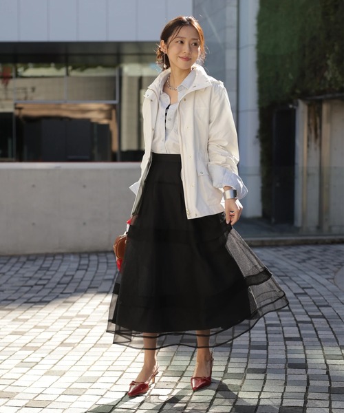 JUSGLITTY（ジャスグリッティー）の「シアーラインスカート（スカート・レディース・オフホワイト/ブラック・2/1/0）」の18枚目の写真