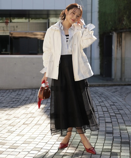 JUSGLITTY（ジャスグリッティー）の「シアーラインスカート（スカート・レディース・オフホワイト/ブラック・2/1/0）」の20枚目の写真