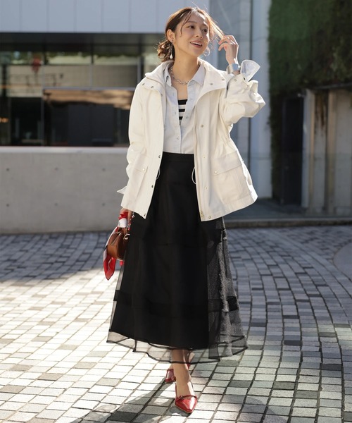 JUSGLITTY（ジャスグリッティー）の「シアーラインスカート（スカート・レディース・オフホワイト/ブラック・2/1/0）」の21枚目の写真