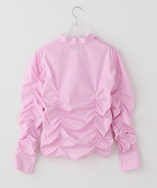 PULP/417EDIFICE(パルプフォーワンセブンエディフィス)の「OMO / オーエムオー Ruched Long Sleeve Shirt in Pink(シャツ/ブラウス・レディース・ピンク・MEDIUM)」の2枚目の写真
