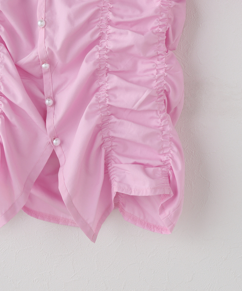 PULP/417EDIFICE(パルプフォーワンセブンエディフィス)の「OMO / オーエムオー Ruched Long Sleeve Shirt in Pink(シャツ/ブラウス・レディース・ピンク・MEDIUM)」の4枚目の写真