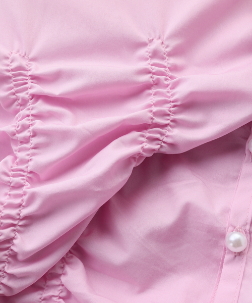 PULP/417EDIFICE(パルプフォーワンセブンエディフィス)の「OMO / オーエムオー Ruched Long Sleeve Shirt in Pink(シャツ/ブラウス・レディース・ピンク・MEDIUM)」の7枚目の写真