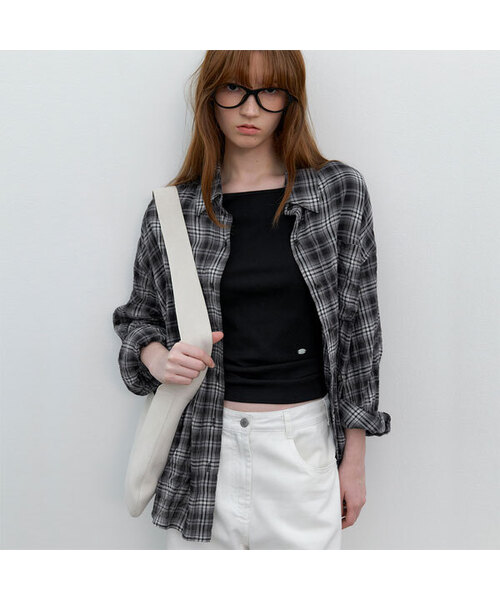 GRADATION PLAID CHECK OVERSIZED SHIRT (BL-4397)