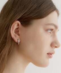 one touch oval ring earrings (E004_silver medium)